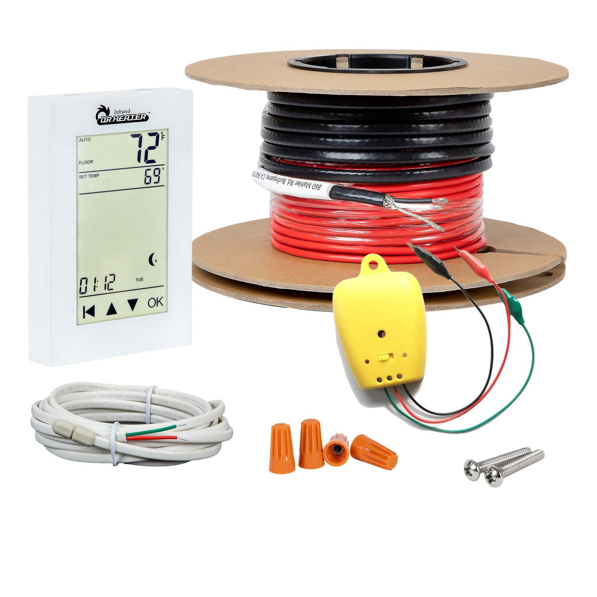 Dr. Infrared Heater, 50 Sqft 120V Radiant Floor Heating Cable Kit, Amps 5 Tubing Length 165 ft, Model# DR-9FH150
